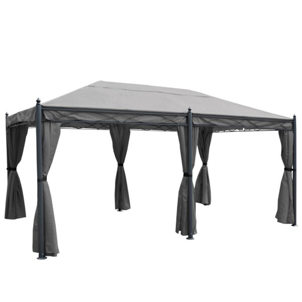 MCW Pergola Calpe 5x3m Grau mit Seitenwand mit Moskitonetz MCW Pergola Calpe 5x3m Grau mit Seitenwand mit Moskitonetz