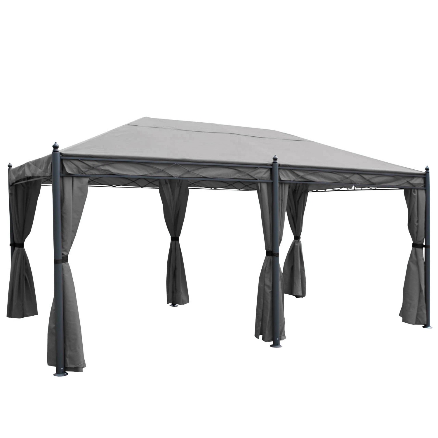 MCW Pergola Calpe 5x3m Grau mit Seitenwand mit Moskitonetz