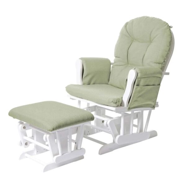 MCW Relaxsessel C76 Schwingstuhl Stoff/Textil Hellgrün Gestell Weiß