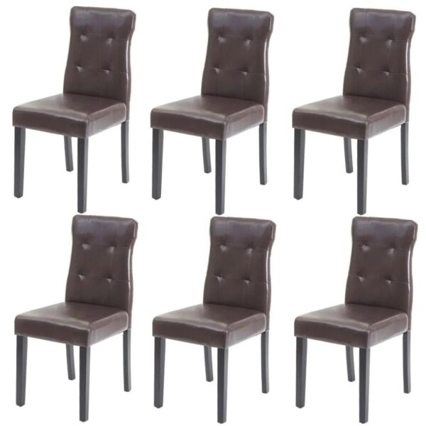 MCW Esszimmerstuhl E58 6er-Set Kunstleder Braun Dunkle Beine