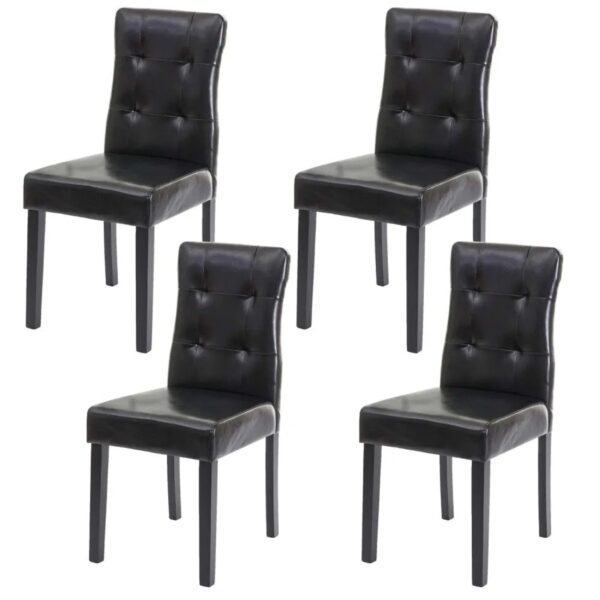 MCW Esszimmerstuhl E58 4er-Set Kunstleder Schwarz Dunkle Beine