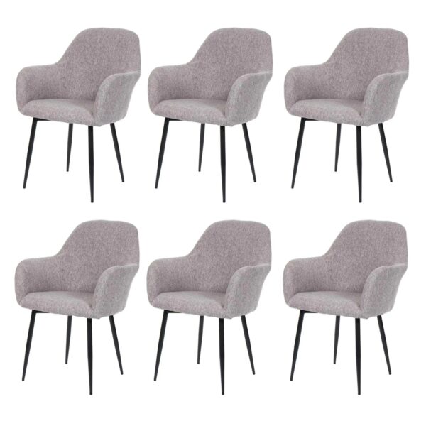 MCW Esszimmerstuhl F18 6er-Set Stoff/Textil Grau Schwarze Beine MCW Esszimmerstuhl F18 6er-Set Stoff/Textil Grau Schwarze Beine