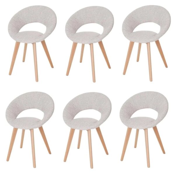 MCW Esszimmerstuhl Almada III 6er Set Textil Creme/grau