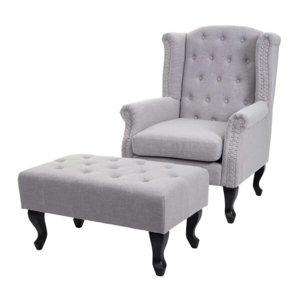 MCW Relaxsessel Oxford Grau mit Ottomane