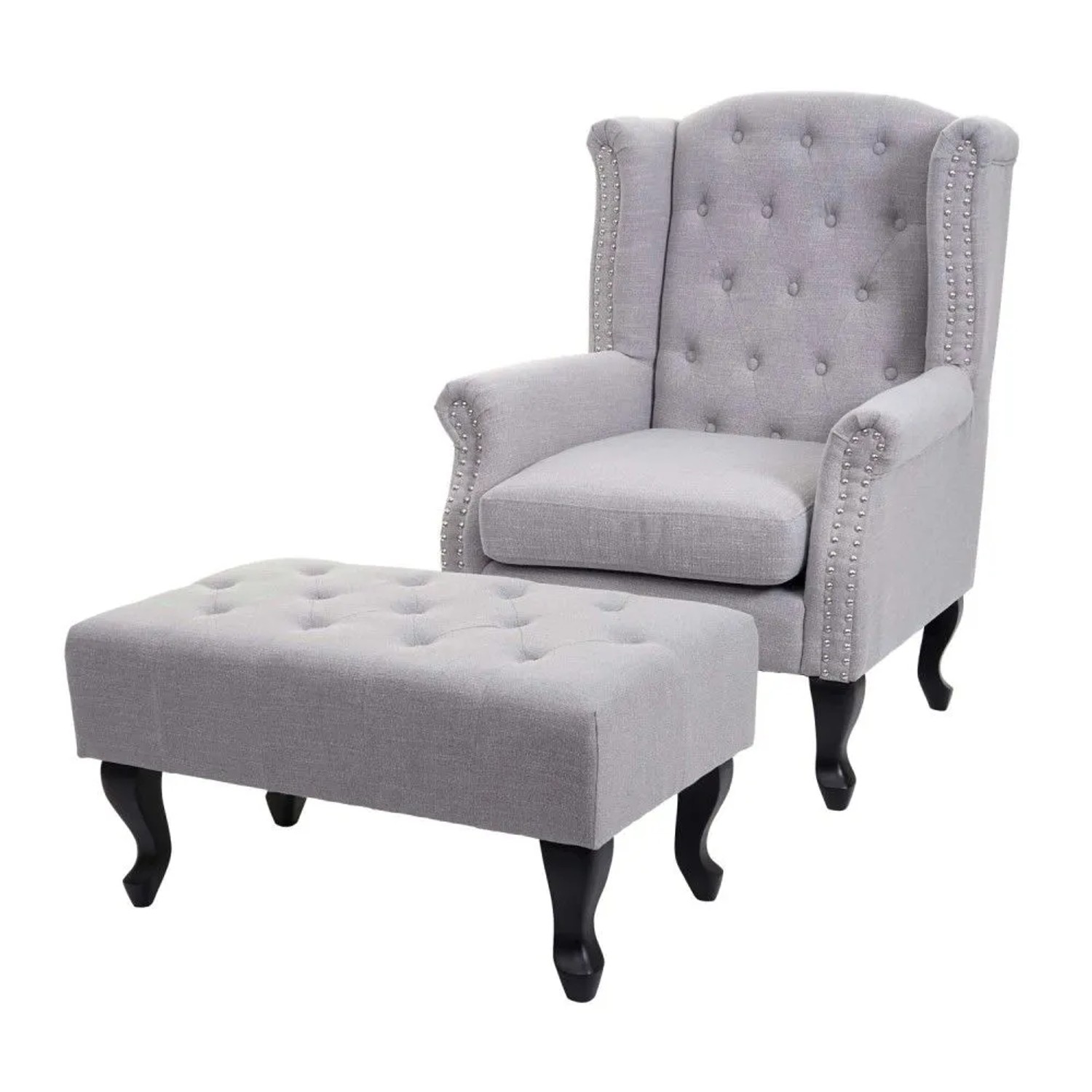MCW Relaxsessel Oxford Grau mit Ottomane