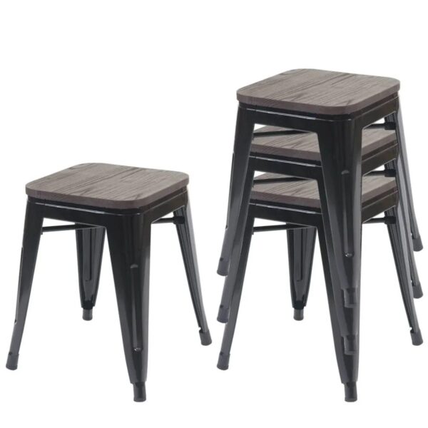 MCW 4x Hocker A73 Inkl. Holz-Sitzfläche Schwarz MCW 4x Hocker A73 Inkl. Holz-Sitzfläche Schwarz