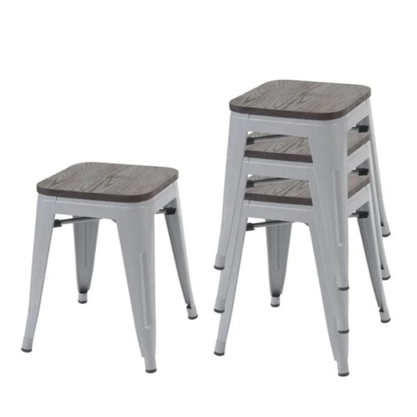 MCW 4x Hocker A73 Inkl. Holz-Sitzfläche Grau MCW 4x Hocker A73 Inkl. Holz-Sitzfläche Grau