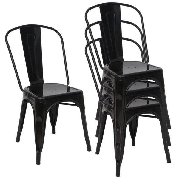 MCW Stuhl A73 Metall 4er-Set Schwarz MCW Stuhl A73 Metall 4er-Set Schwarz