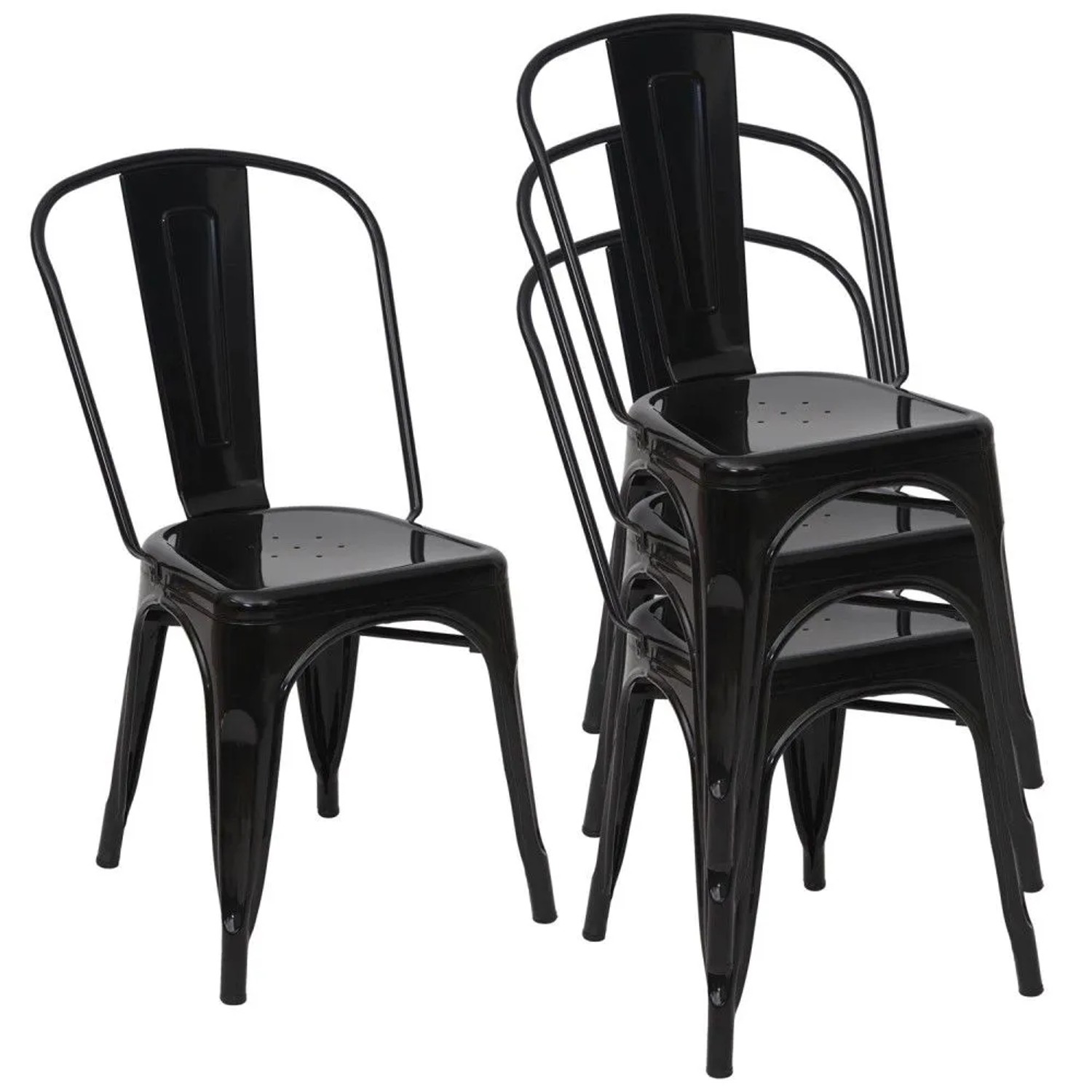 MCW Stuhl A73 Metall 4er-Set Schwarz
