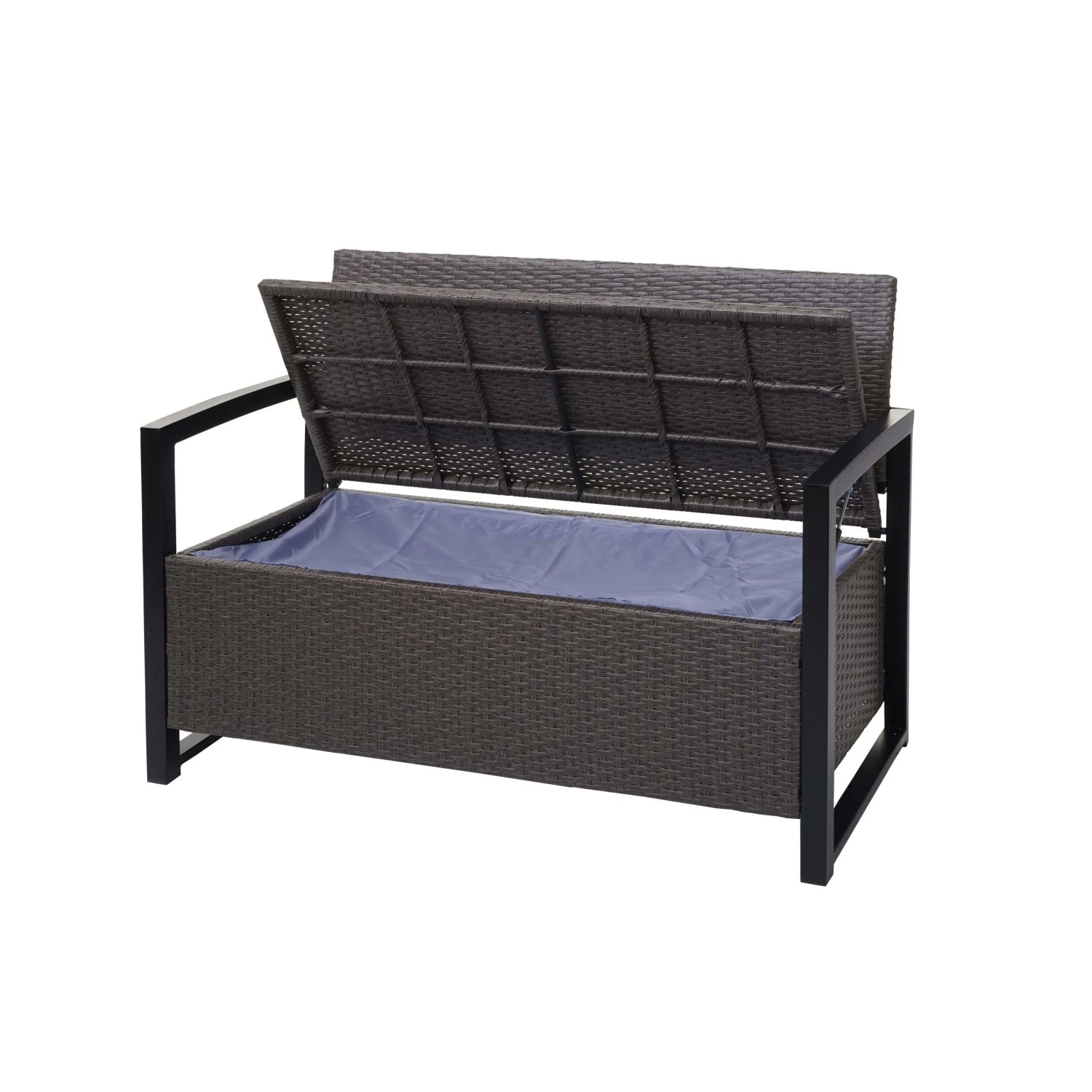 MCW Poly-Rattan 2er Sitzbank F39 Grau-meliert Kissen Creme