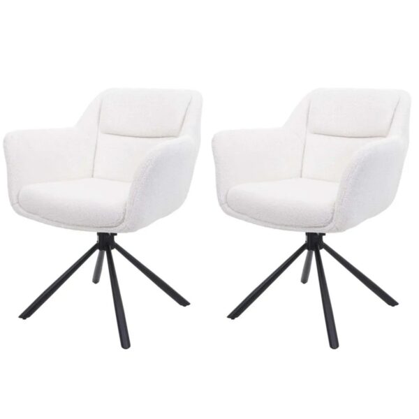 MCW Esszimmerstuhl K33 2er-Set Bouclé-Weiß