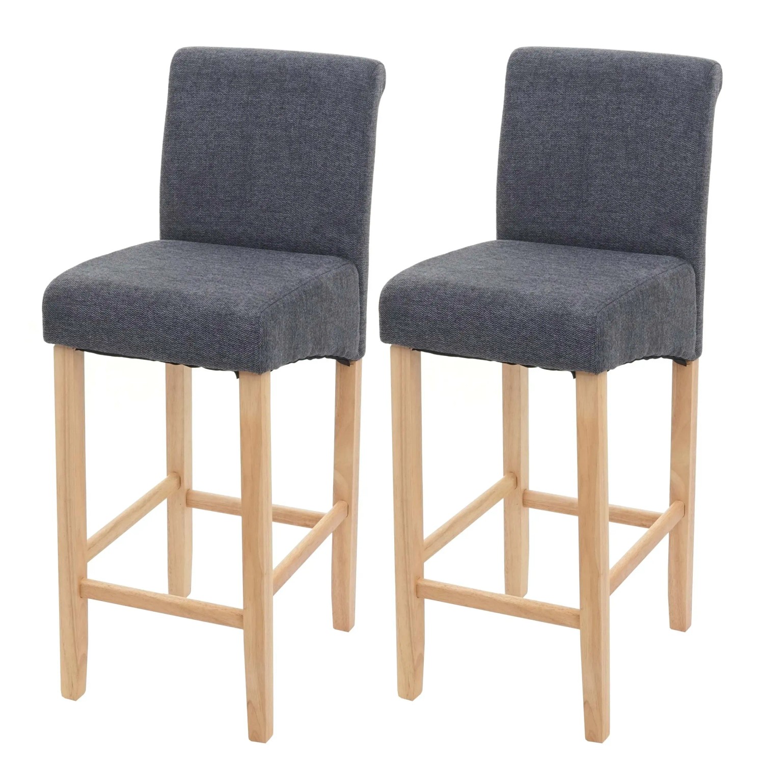 MCW Barhocker C33 2er-Set Dunkelgrau Helle Beine Stoff/Textil