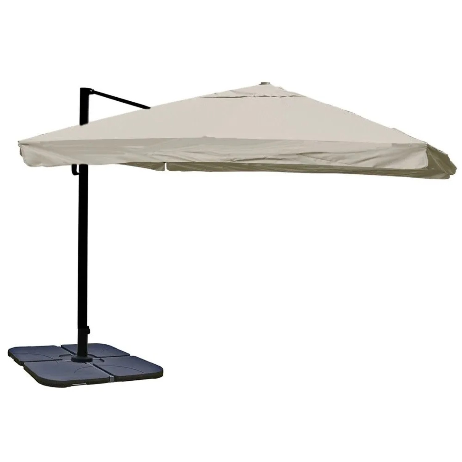 MCW Ampelschirm A96 3x3m Alu Flap Creme-Grau mit Ständer Drehbar