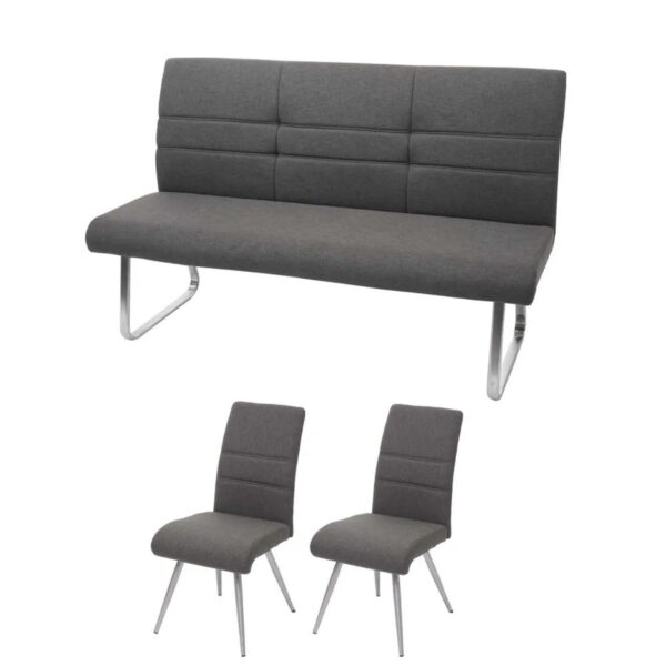 MCW Esszimmer-Set G55 Bank Küchenstuhl Stuhl Grau-Braun Bank 160cm MCW Esszimmer-Set G55 Bank Küchenstuhl Stuhl Grau-Braun Bank 160cm