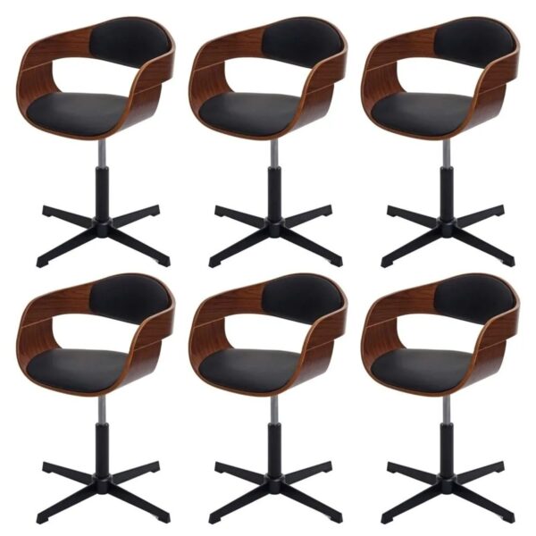 MCW Esszimmerstuhl H46 6er Set Walnuss-Optik Kunstleder Schwarz MCW Esszimmerstuhl H46 6er Set Walnuss-Optik Kunstleder Schwarz