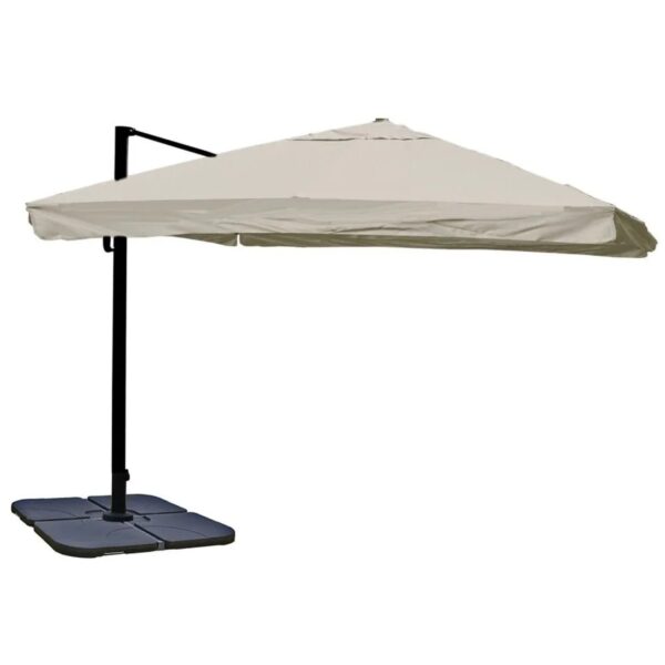 MCW Ampelschirm A96 3x4m Alu Flap Creme-Grau mit Ständer Drehbar