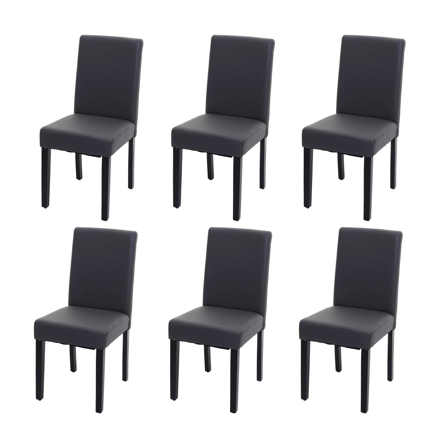 MCW Esszimmerstuhl Littau Kunstleder 6er-Set Kunstleder Grau Matt Dunkle Beine