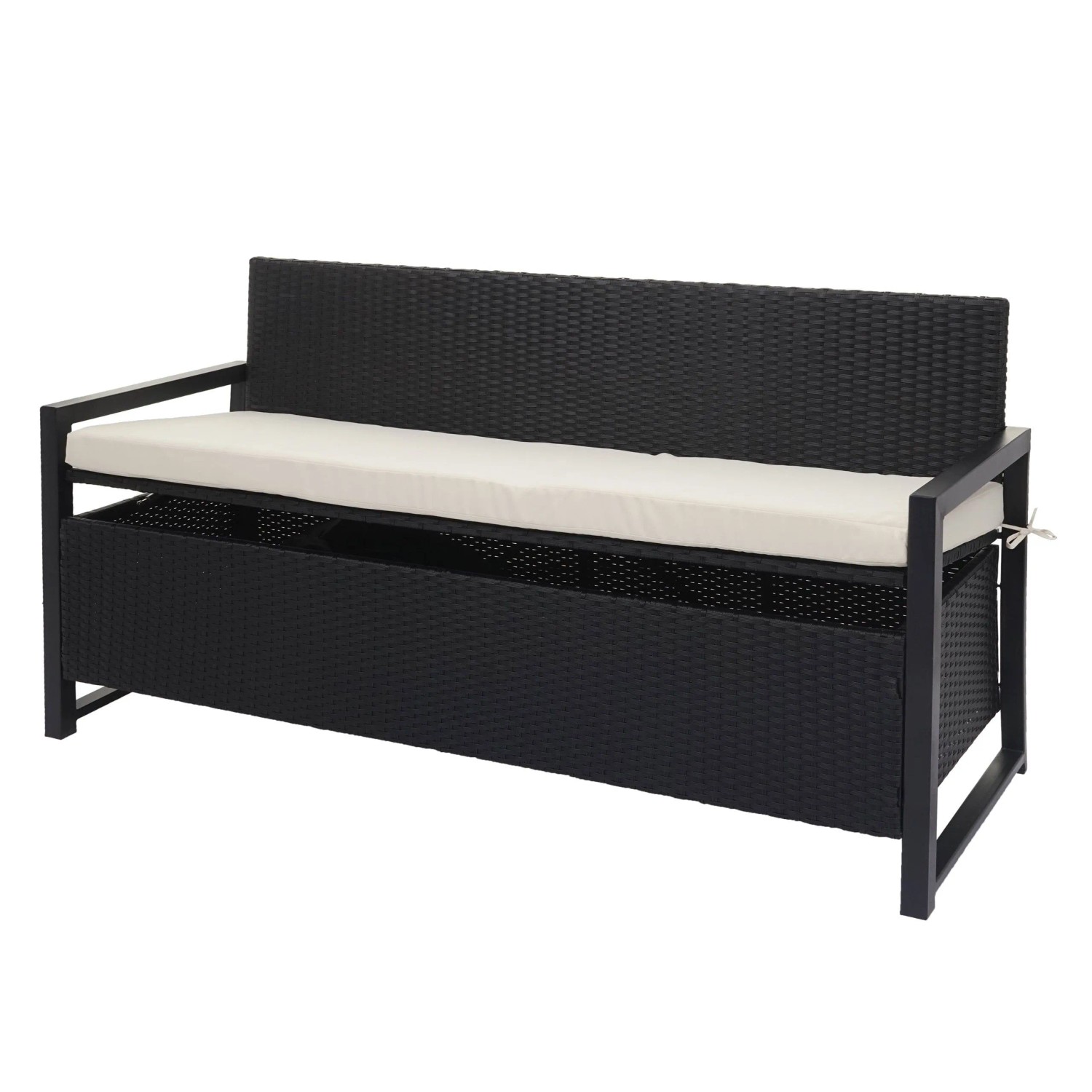 MCW Poly-Rattan 3er Sitzbank F39 Anthrazit Kissen Creme