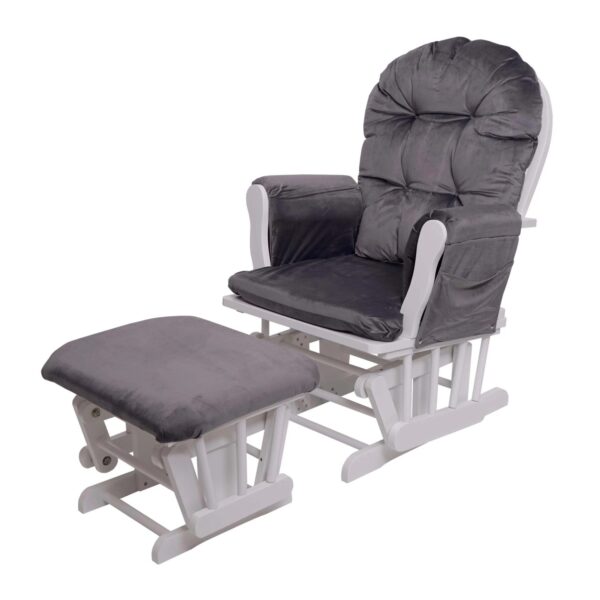 MCW Relaxsessel C76 Schwingstuhl Samt Grau Gestell Weiß