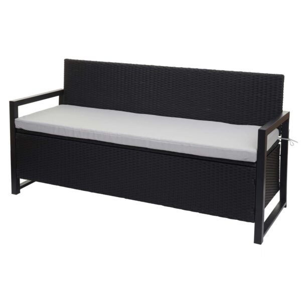 MCW Poly-Rattan 3er Sitzbank F39 Anthrazit Kissen Grau