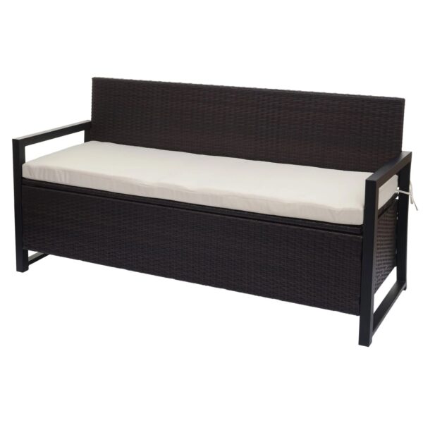 MCW Poly-Rattan 3er Sitzbank F39 Braun Kissen Creme MCW Poly-Rattan 3er Sitzbank F39 Braun Kissen Creme