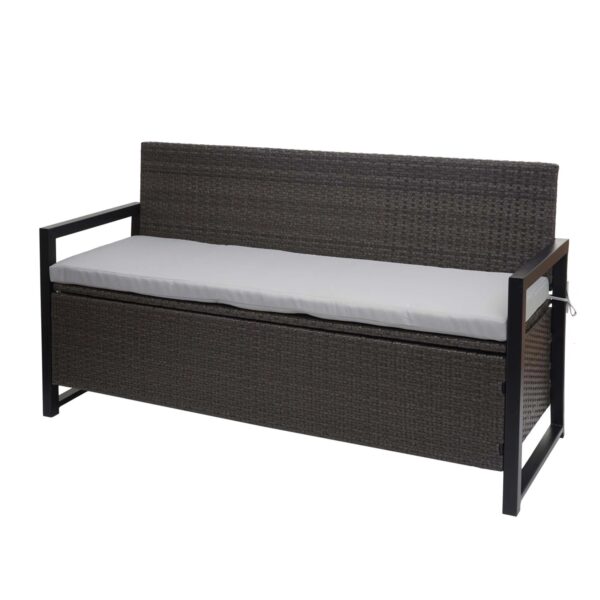 MCW Poly-Rattan 3er Sitzbank F39 Grau Kissen Grau