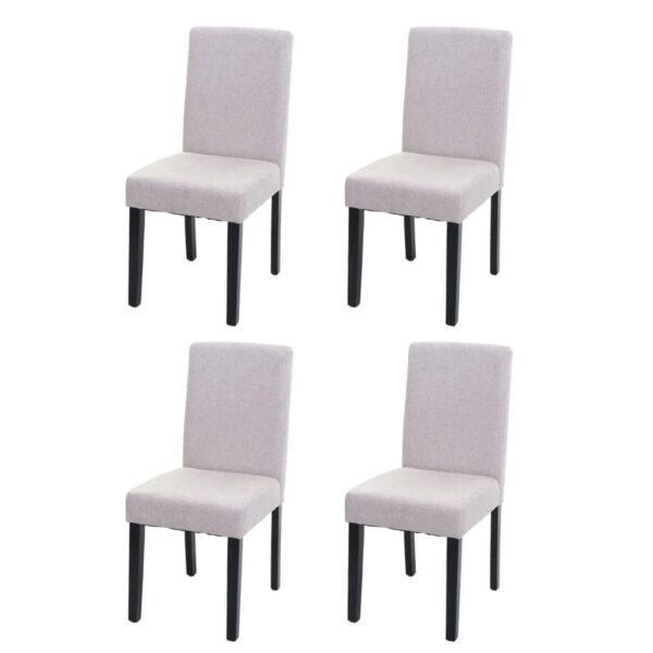 MCW Esszimmerstuhl Littau 4er-Set Textil Creme-Beige Dunkle Beine