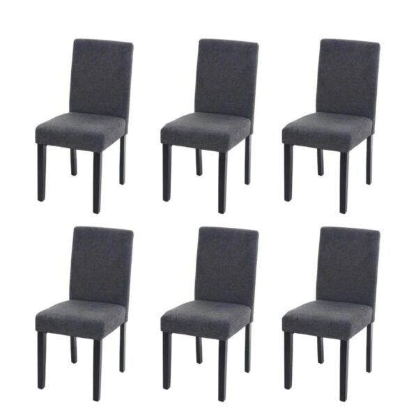 MCW Esszimmerstuhl Littau 6er-Set Textil Anthrazitgrau Dunkle Beine