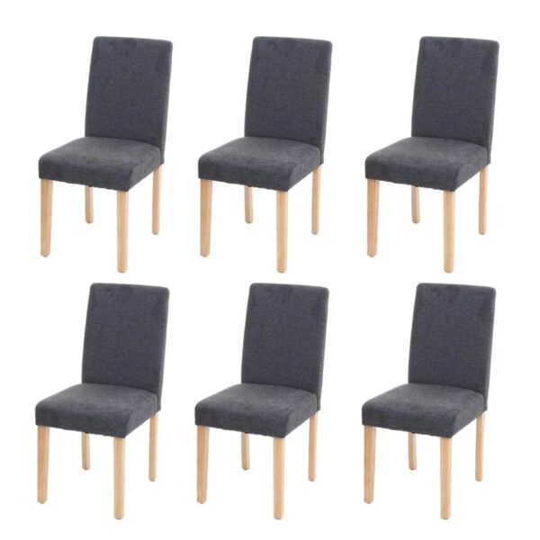 MCW Esszimmerstuhl Littau 6er-Set Textil Anthrazitgrau Helle Beine