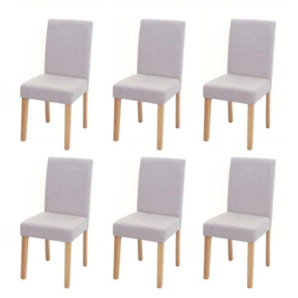 MCW Esszimmerstuhl Littau 6er-Set Textil Creme-Beige Helle Beine