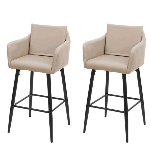 MCW Barhocker H93 2er-Set Kunstleder Taupe-Beige
