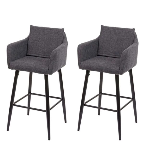 MCW Barhocker H93 2er-Set Stoff/Textil Dunkelgrau