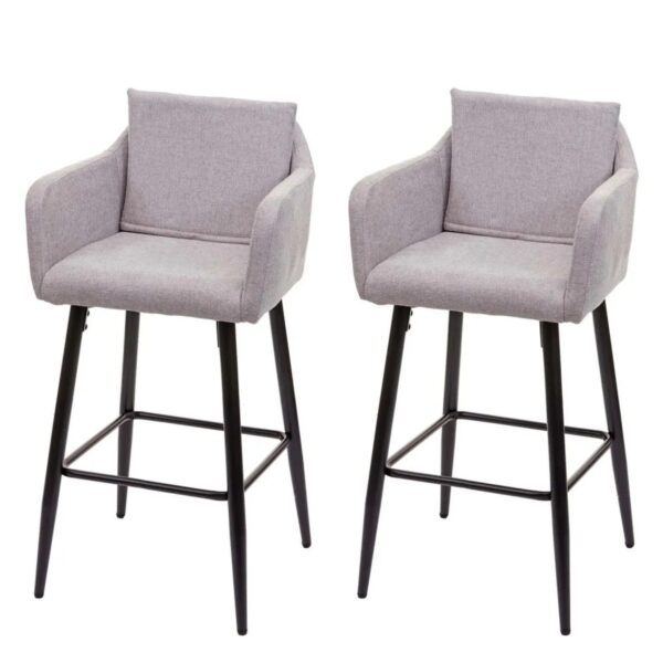 MCW Barhocker H93 2er-Set Stoff/Textil Hellgrau