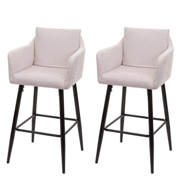 MCW Barhocker H93 2er-Set Stoff/Textil Creme-Beige