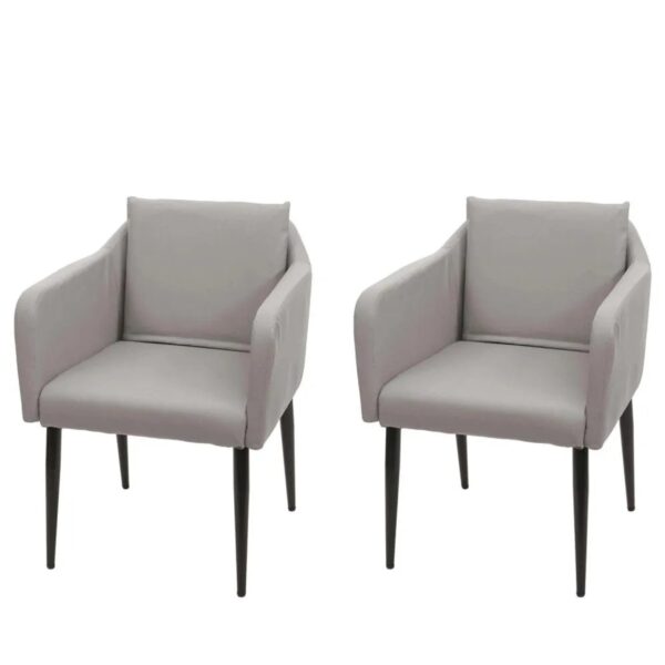 MCW Esszimmerstuhl H93 2er-Set Kunstleder Taupe-Grau