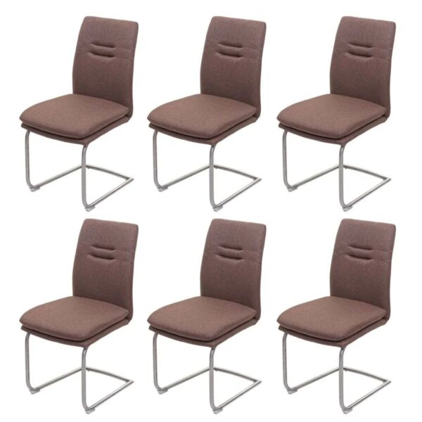 MCW Esszimmerstuhl H70 6er-Set Freischwinger Braun