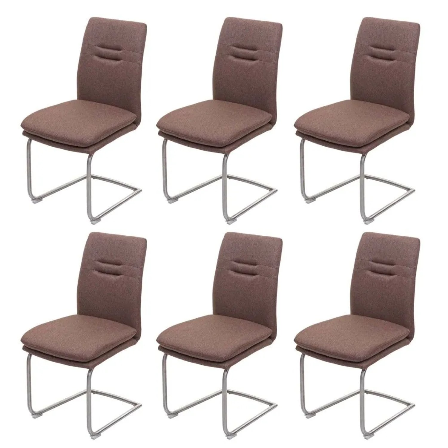 MCW Esszimmerstuhl H70 6er-Set Freischwinger Braun