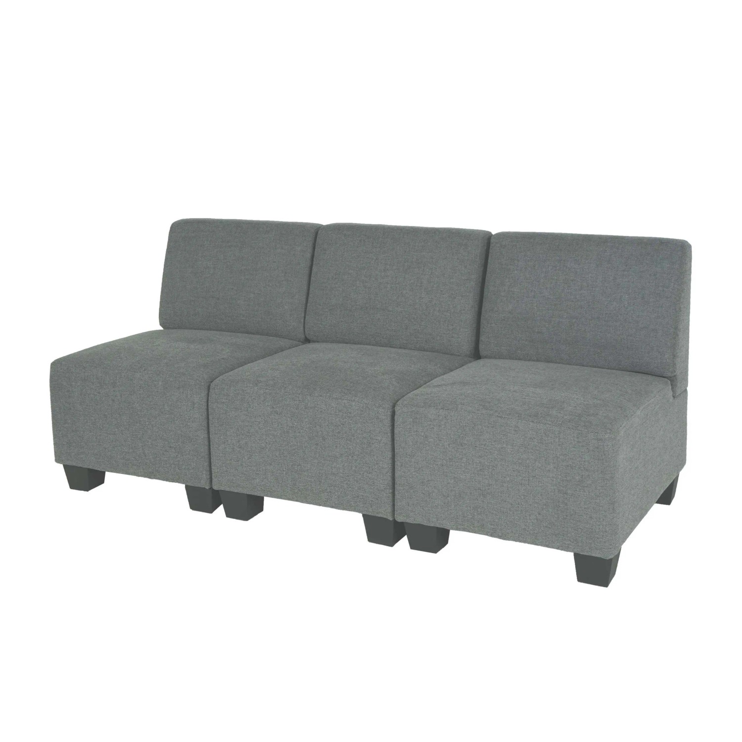 MCW Modular 3-Sitzer Sofa Couch Moncalieri Grau ohne Armlehnen