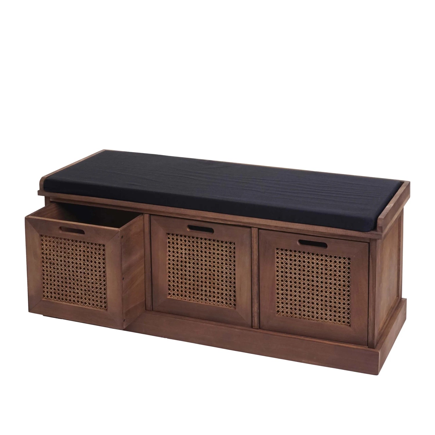 MCW Sitzbank J49 Aufbewahrungsboxen 47x110x40cm Braun Polster Schwarz