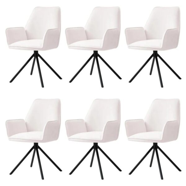 MCW Esszimmerstuhl G67 6er-Set Creme-Beige Beine Schwarz