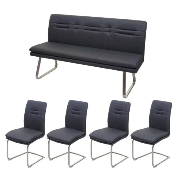 MCW Esszimmer-Set H70 Esszimmergruppe Dunkelgrau 160cm MCW Esszimmer-Set H70 Esszimmergruppe Dunkelgrau 160cm