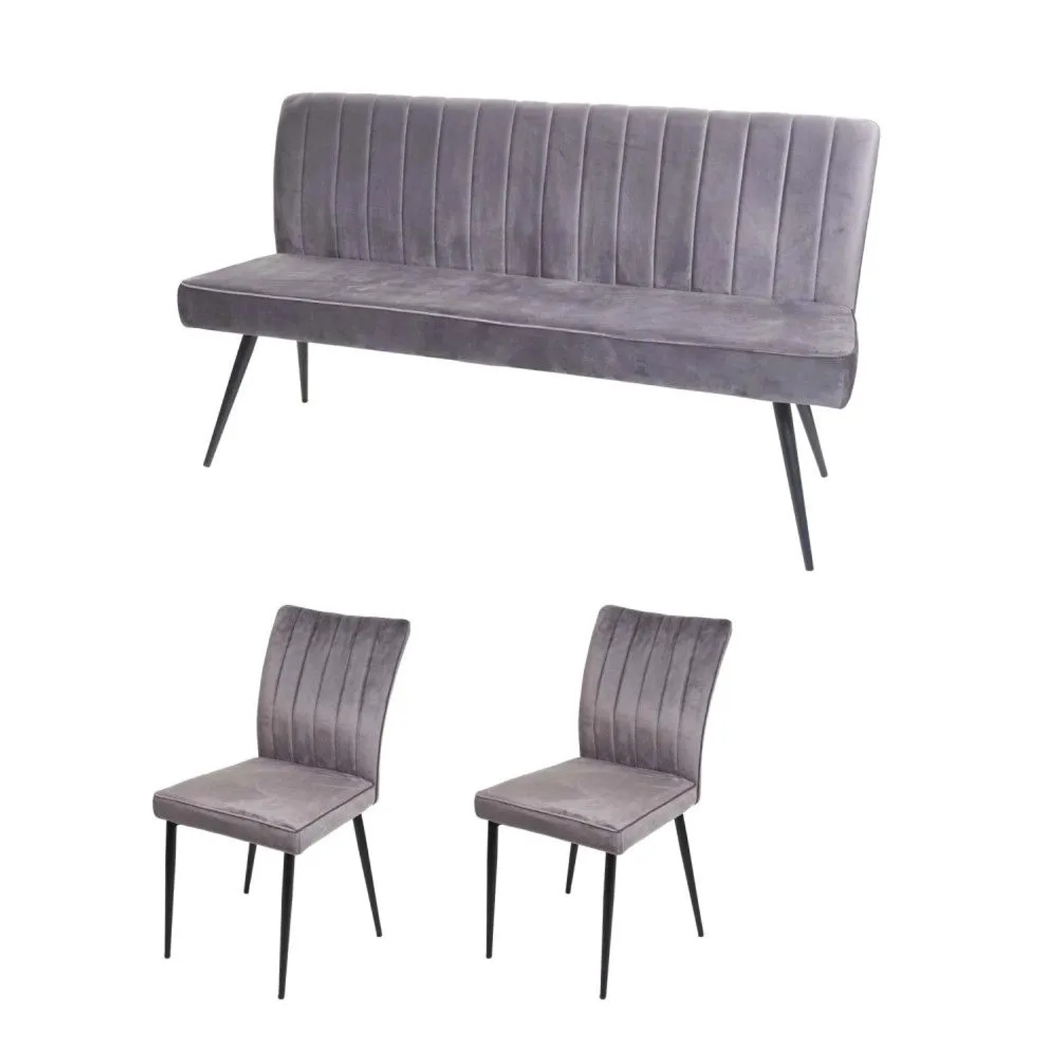 MCW Esszimmer-Set K16 3-teilig Dunkelgrau