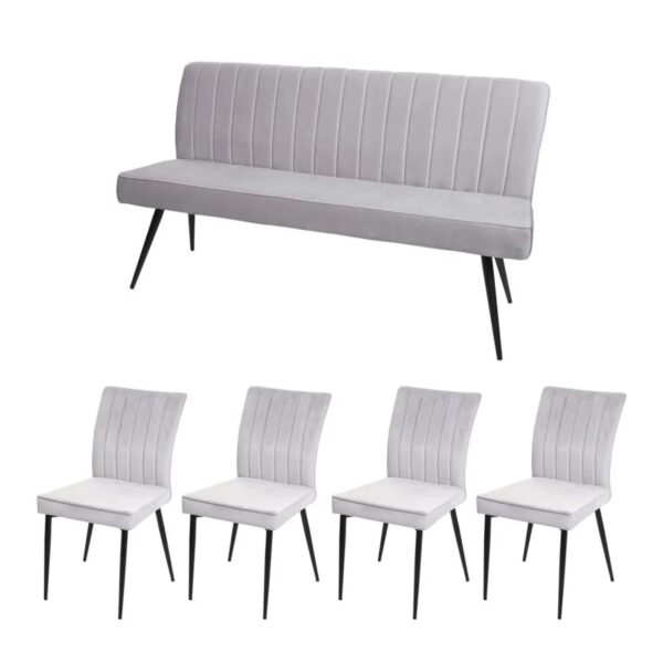 MCW Esszimmer-Set K16 5-teilig Hellgrau