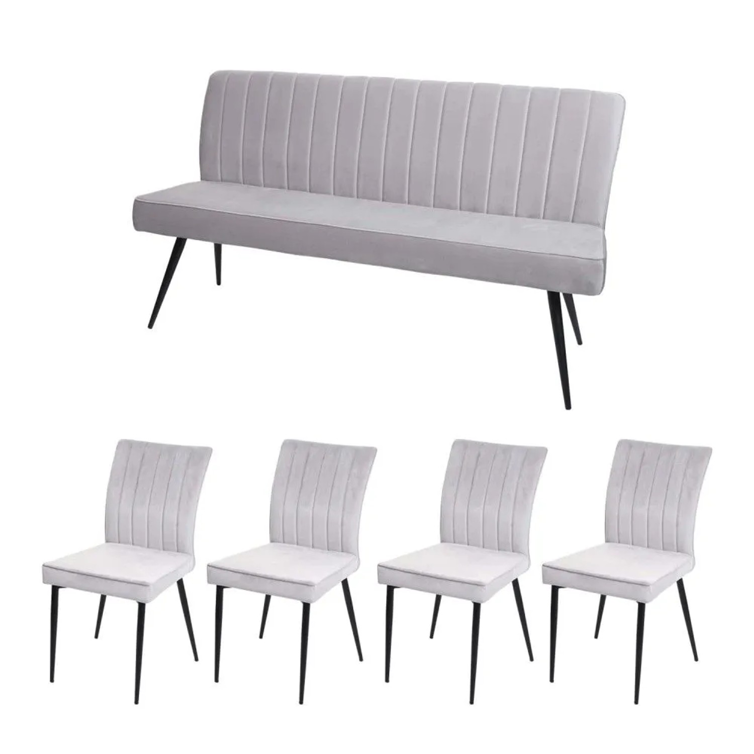 MCW Esszimmer-Set K16 5-teilig Hellgrau