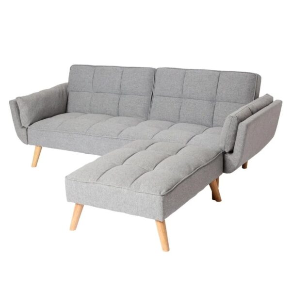 MCW Schlafsofa K18 Stoff/Textil Hellgrau