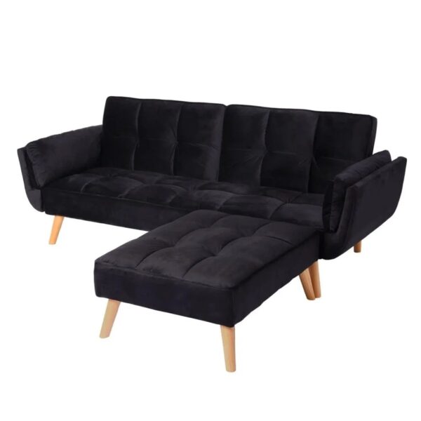 MCW Schlafsofa K18 Samt Schwarz