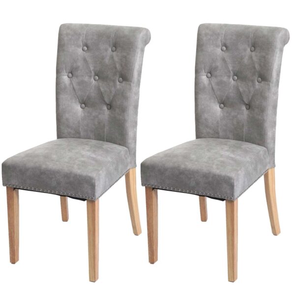 MCW Esszimmerstuhl Chesterfield II 2er-Set Stoff/Textil Hellgrau Helle Beine