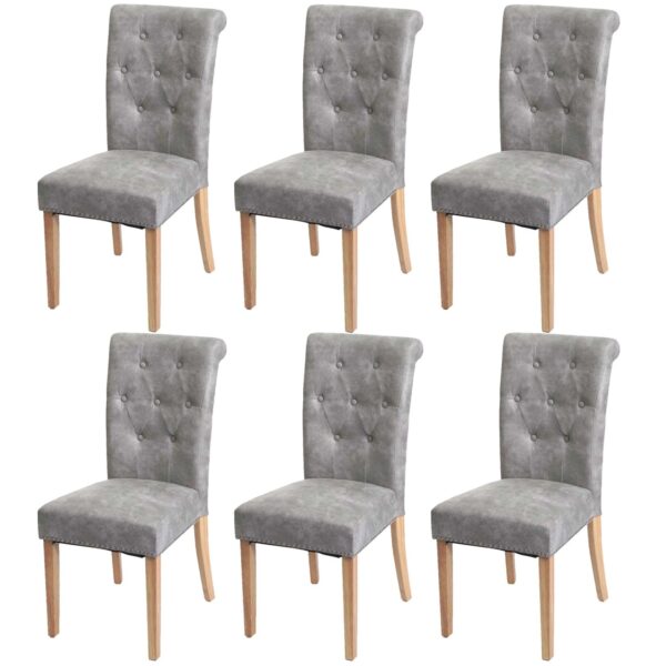 MCW Esszimmerstuhl Chesterfield II 6er-Set Stoff/Textil Hellgrau Helle Beine