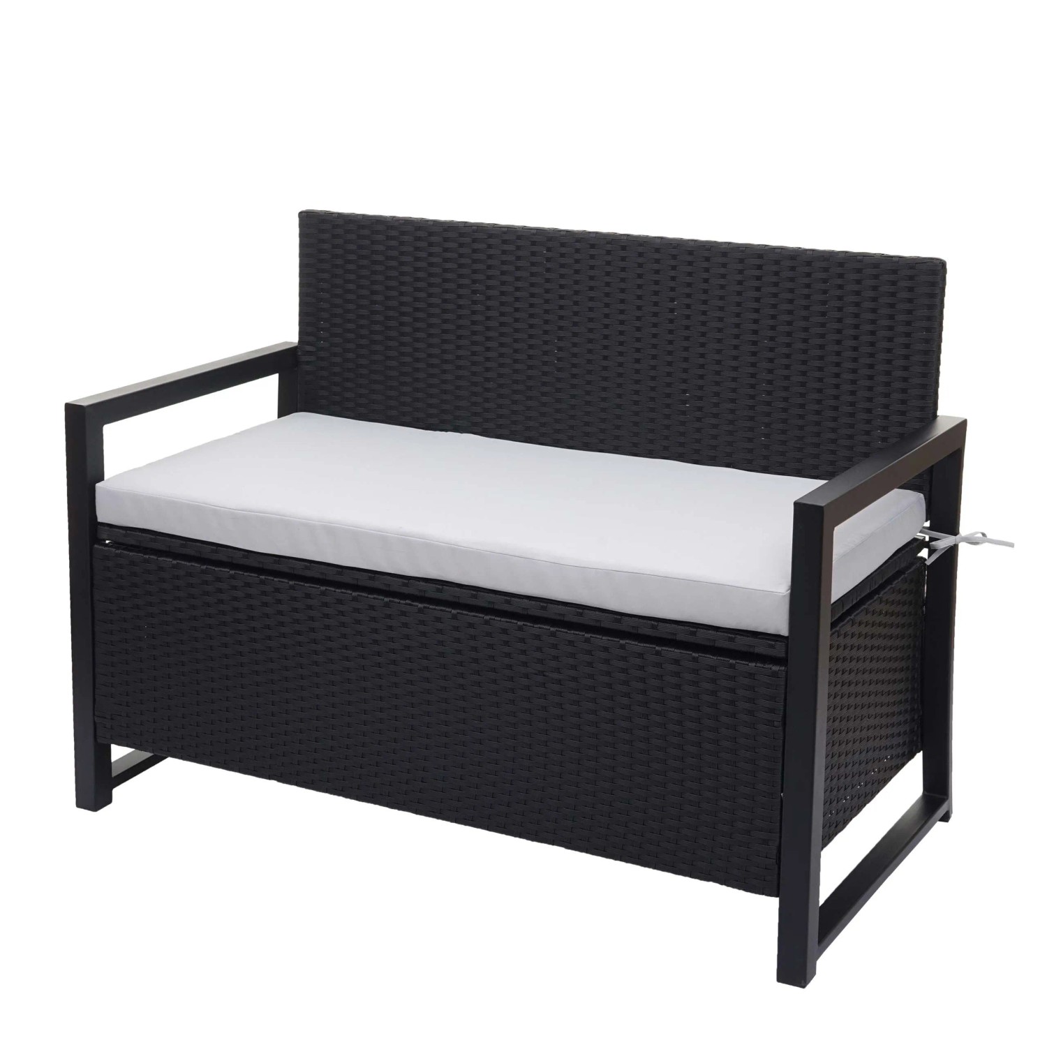 MCW Poly-Rattan 2er Sitzbank F39 Anthrazit Kissen Grau