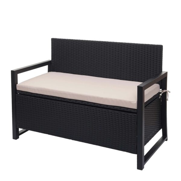 MCW Poly-Rattan 2er Sitzbank F39 Anthrazit Kissen Beige